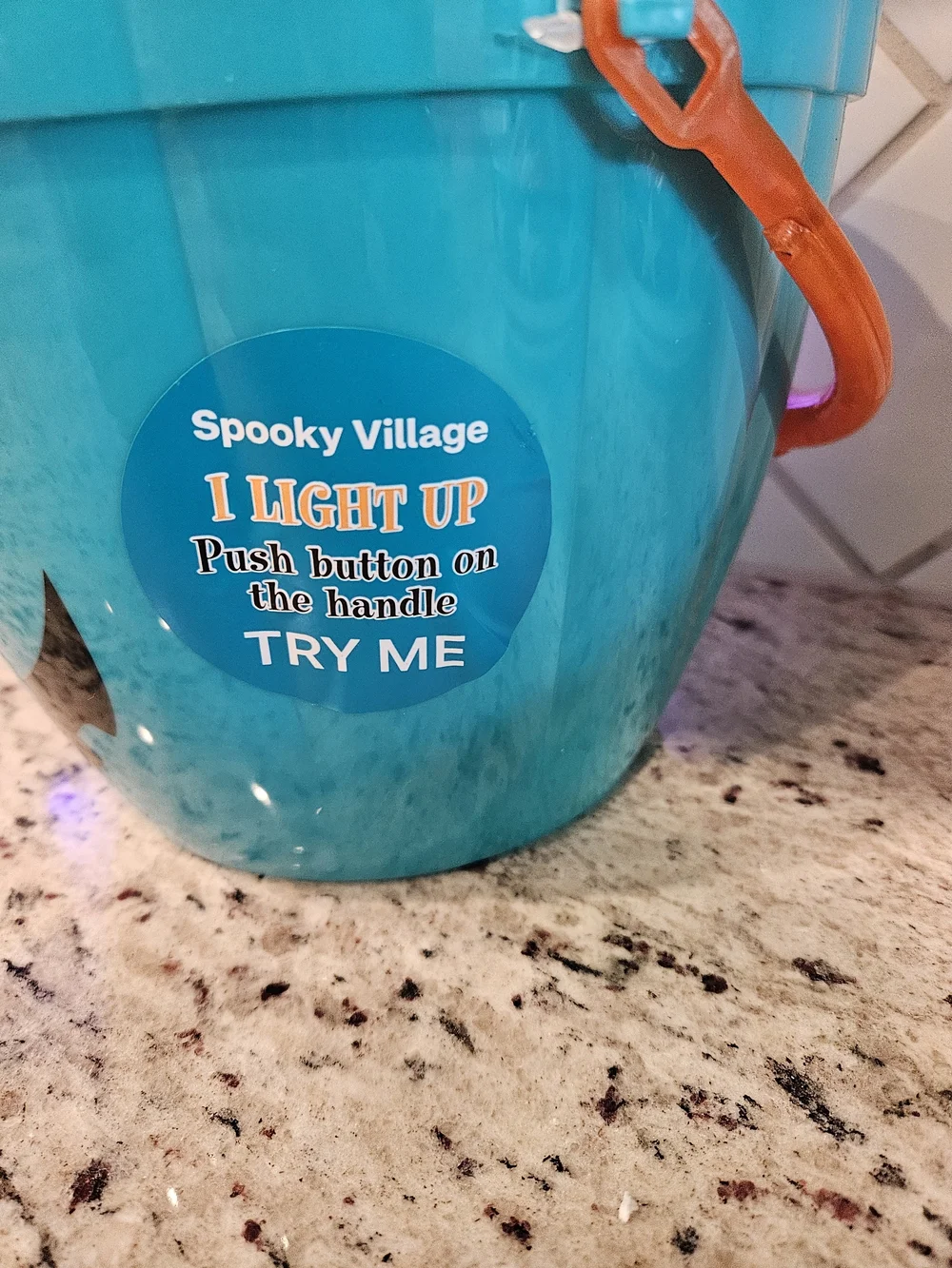 Spooky Village Jack-O-Lantern Halloween Candy Light-Up Pail Blue Bucket